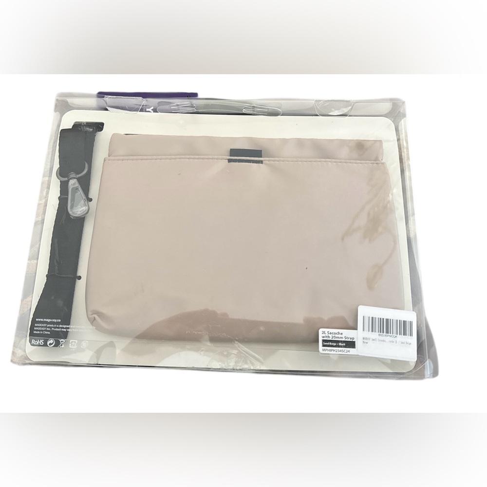 Mageasy 2L Sacoche Crossbody Bag Beige 20mm Strap Water Repellent Travel New - Picture 3 of 4